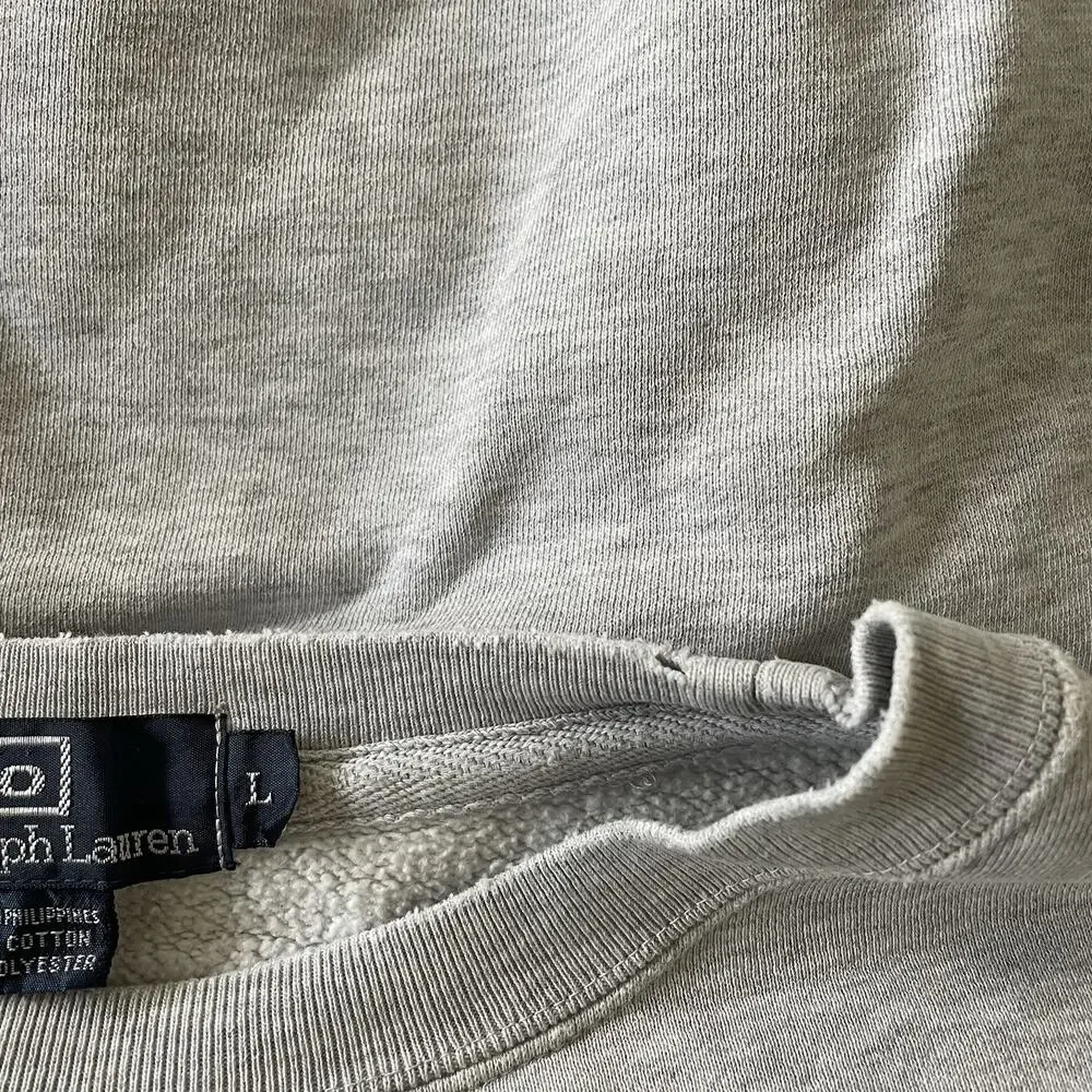 Vintage Polo Ralph Lauren Grey Sweatshirt Men’s Size Large Casual Y2K 90s**
